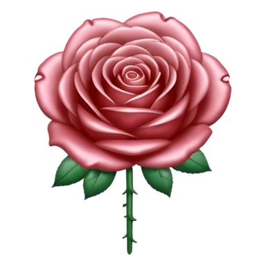 A rose emoji made of liquid silver metal minimalistic iOS emoji style, centered sticker