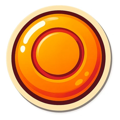 retro sticker style icon of a dalgona candy with a circle shape pressed in the center, playful and bold sticker