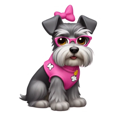 schnauzer dressed like hello kitty sticker