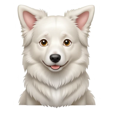 A pure white Border Collie dog sitting, with fluffy fur, alert pointed ears, and friendly expression sticker