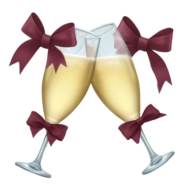 Two glasses of champagne cheering with burgundy bows sticker