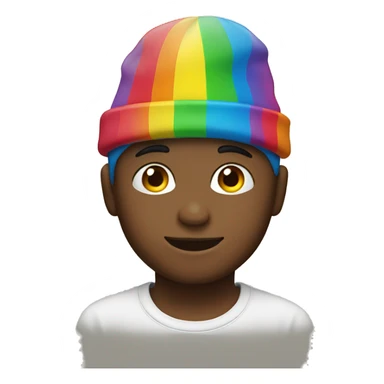 Boy with a rainbow hat sticker