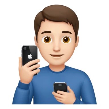 casual man holding phone and happly staring it sticker