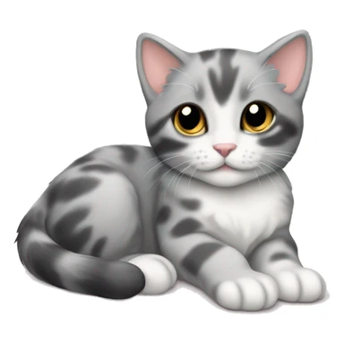 Grey Diluted calico kitten laying down sticker