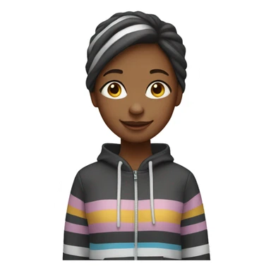 smiling girl with striped hoodie sticker