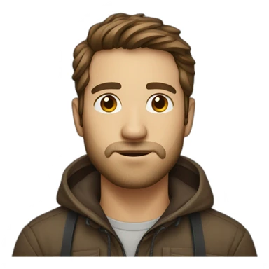 Cold and shivering brown-haired photographer with face stubble  sticker