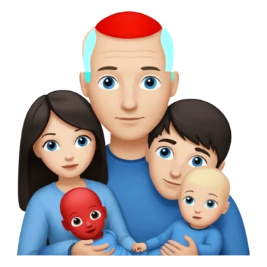 Eigene Familienbild, Frau dunkle lange Haare,  Mann Glatze und blaue Augen, kind 2 Jahre und blond und dunkle Augen  sticker