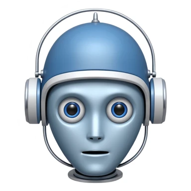 tête de robot cosmonaute bleu et blanc avec une antenne et des yeux fermés sticker