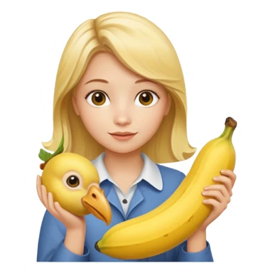 Blonde girl holding chicken banana sticker