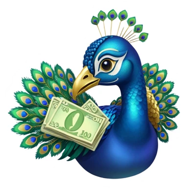 Peacock with cash   sticker