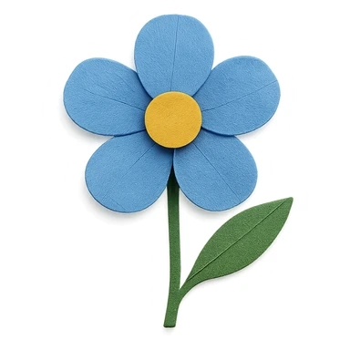 blue flower in paper craft style sticker