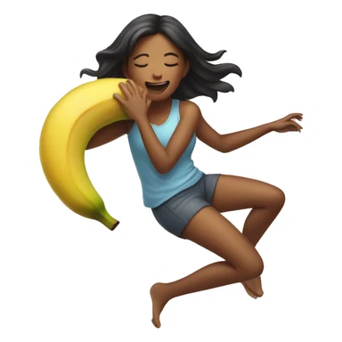 girl slipping on a banana sticker