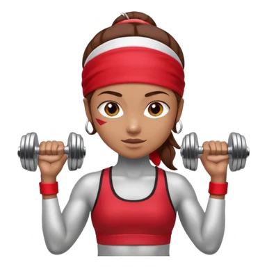 athlete with red headband, hold a mini dumbbell sticker