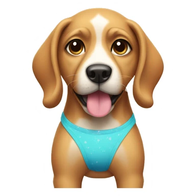 Dog wearing a bikini sticker