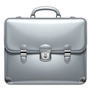 A luxury briefcase emoji made of polished silver chrome, smooth rectangular shape, metallic reflections, minimal high-end design, swag business aesthetic, iOS emoji style, centered, clean white background
 sticker