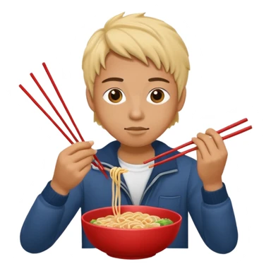 Create a person having noodles dinner. sticker