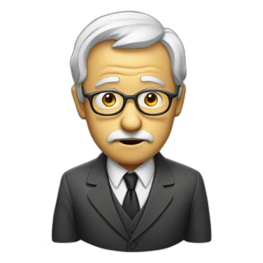 Economic professor with teary eyes and smoking sticker