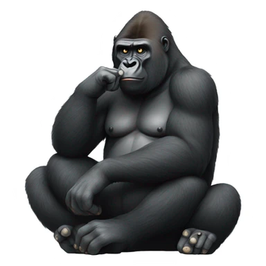 Gorilla sitting cross-legged while picking nose  sticker