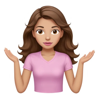 girl with wavy long brown hair, brown eyes, light to medium complexion, long lashes, light pink lipstick, wearing light pink shirt, working out sticker