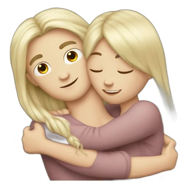 white skin long hair guy is hugging a girl sticker