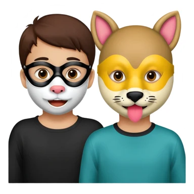kids wearing animals design mouth mask sticker