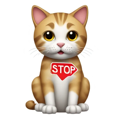 Cat with a stop sign sticker
