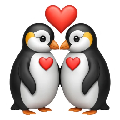 two penguins kissing with a heart above them sticker