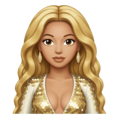 Beyonce with long golden blonde hair, ivory sequin tour outfit sticker