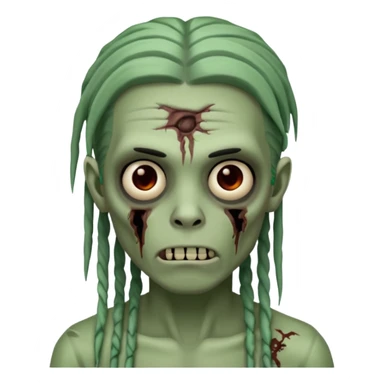make a zombie boy emoji (headshot only) that has long black locs  and some facial scars sticker