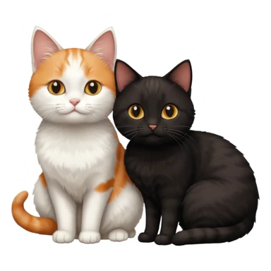 white cat and a black smaller cat and ginger short hair  sticker