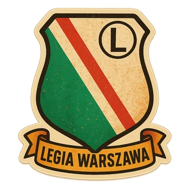 retro style coat of arms of Legia Warszawa with aging effect sticker