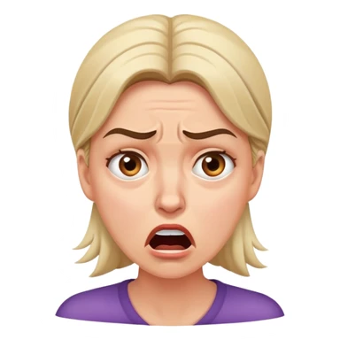 Woman with distraught expression, worried eyes, furrowed brow, mouth open in distress sticker