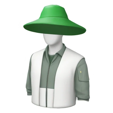 gardener pith helmet jacket white green trees  sticker