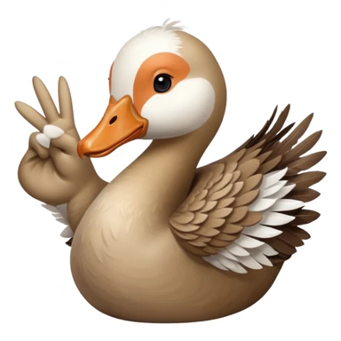 a goose with a hand sign of a peace sign sticker