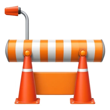 Flat emoji-style icon of a boom barrier.
Orange control box.
Red and white striped barrier arm coming out of the box.
Box is solid orange only, arm is red-white only.
NOT gates, NOT fence, NOT fully red-white barrier. sticker