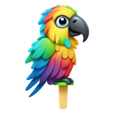 Rainbow popsicle with parrot head sticker