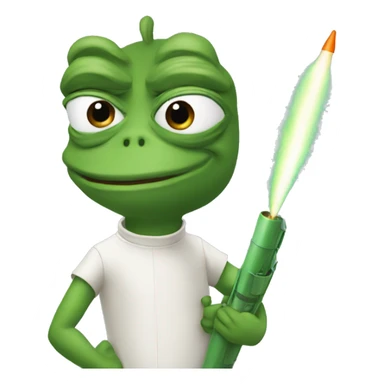 pepe with rocket  sticker