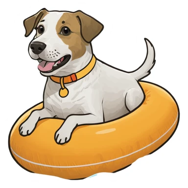 Dog  in a floaty ￼￼ sticker