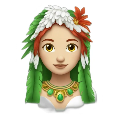 quetzalcuoatl red head green eyes white skin girl sticker