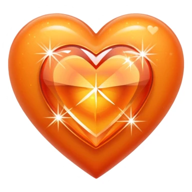 Heart orange with a diamond heart inside sticker