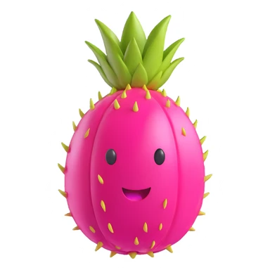 dragon fruit, shiny and rounded, expressive 3D emoji style sticker