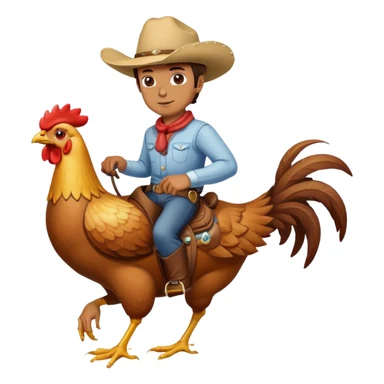 Man riding a chicken like a horse sticker