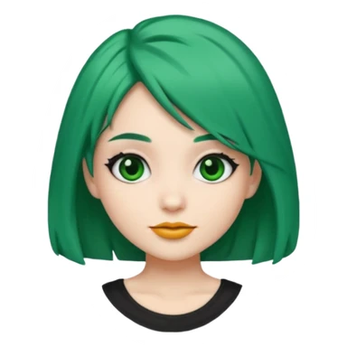 Emoji girl Emerald green hair, fair skin, and black eyes sticker