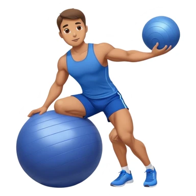 fit man with blue shorts stability ball exercises sticker