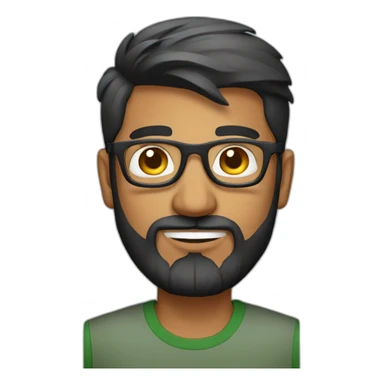 indian guy with medium fade and beard wearing specs sticker