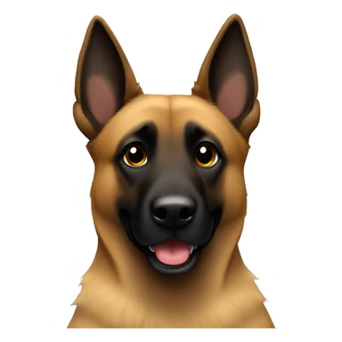 fluffy belgian Malinois with black face sticker