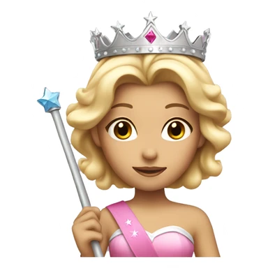 Pink blonde princess with silver crown and pink wand  sticker