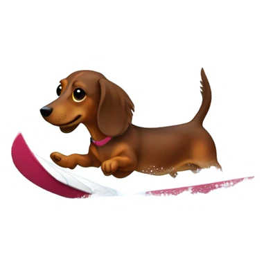 Long-haired brown-reddish dachshund waterskiing sticker
