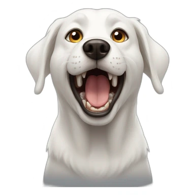 startled white dog with mouth open sticker