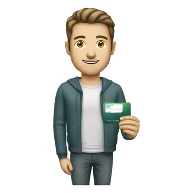 caucassian man with credit card sticker